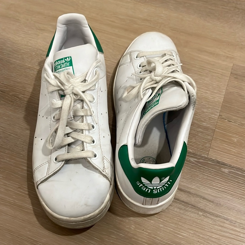 Adidas Stan smith white with green sneakers men’s size 8.5